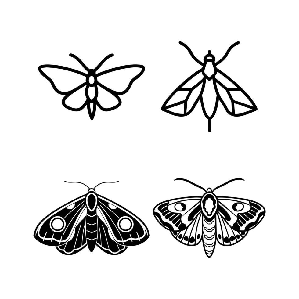 Minimalist Black Moth Silhouette on White Background vector