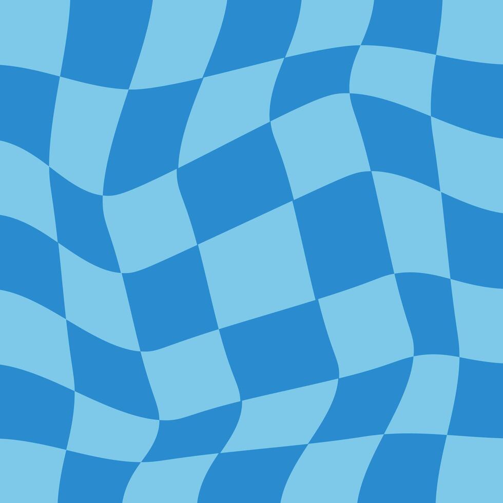 Abstract Blue Wavy Checkered Pattern Background vector