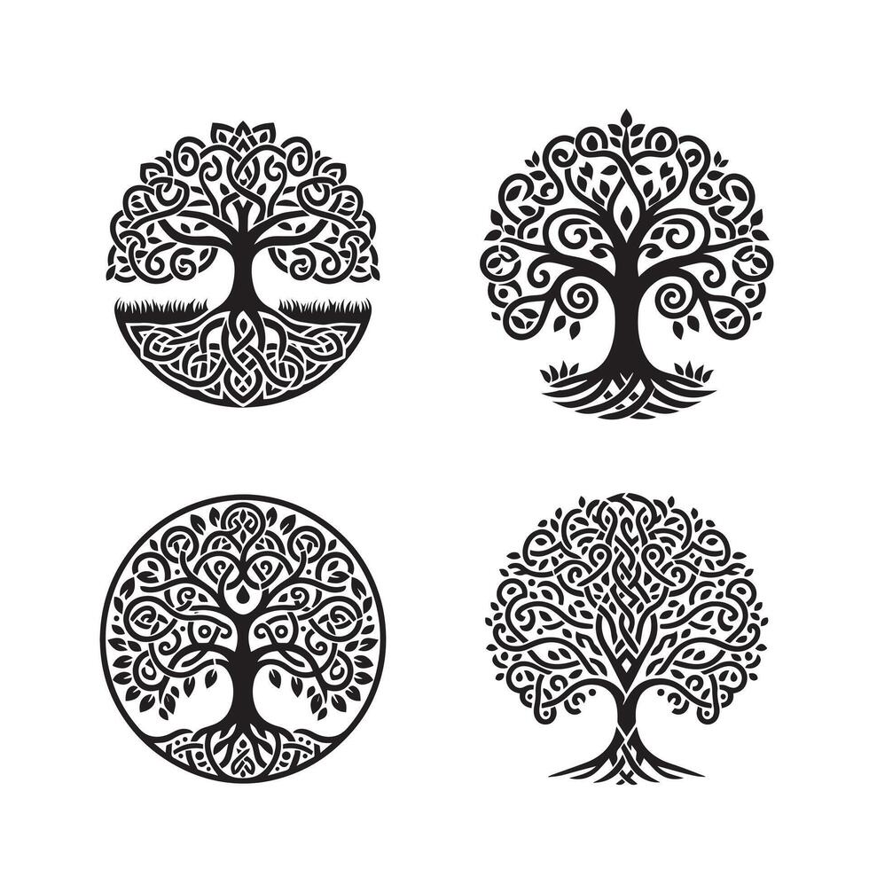 Tree Wall Crafts Laser Cut Silhouette Design vector