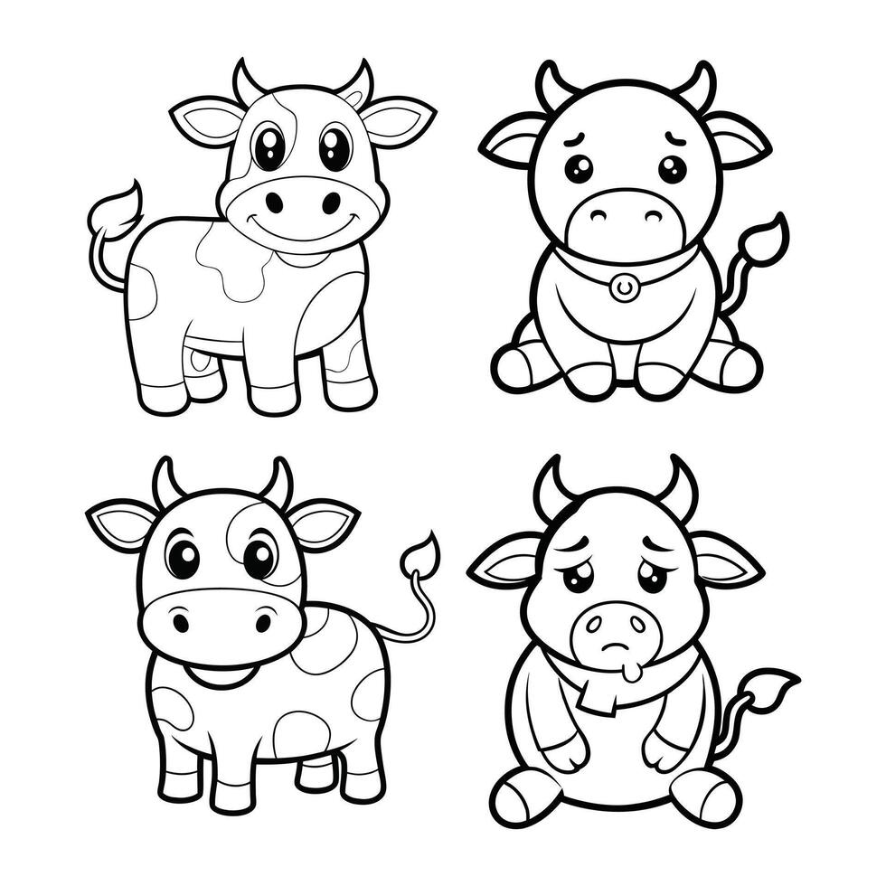 Sick Cow Cattle and Sitting vector