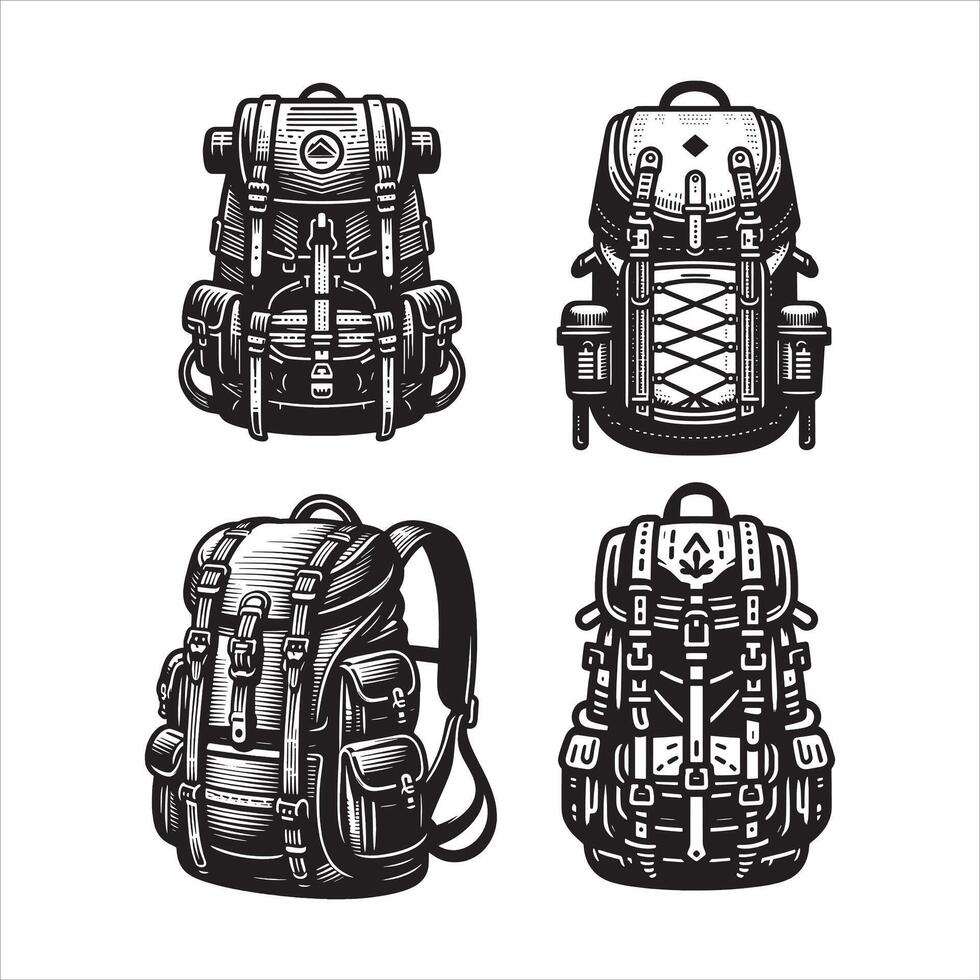 Bag pack icon silhouette icon vector