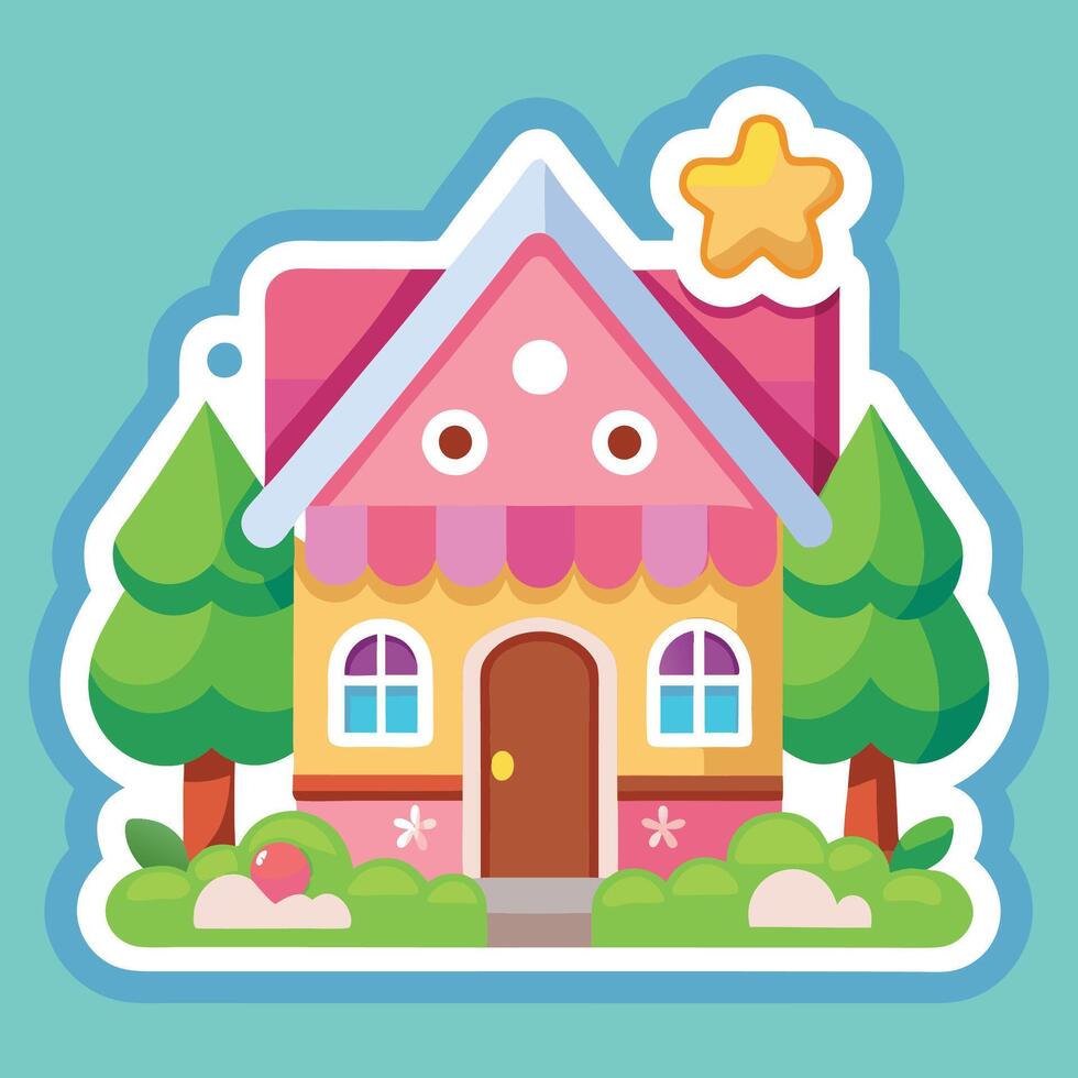 a cute house with a star on the roof vector