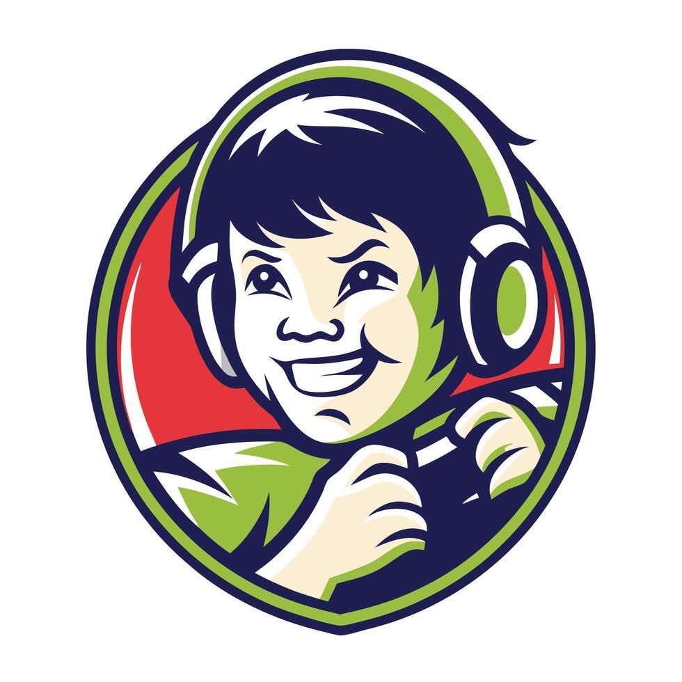boy wearing headphones and holding a controller vector
