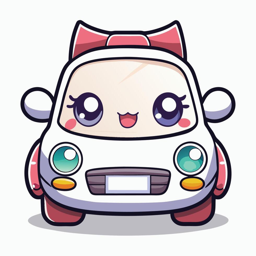 a cartoon car with a bow on its head vector