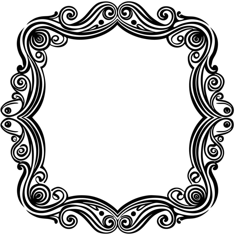 black and white ornate frame with swirls vector