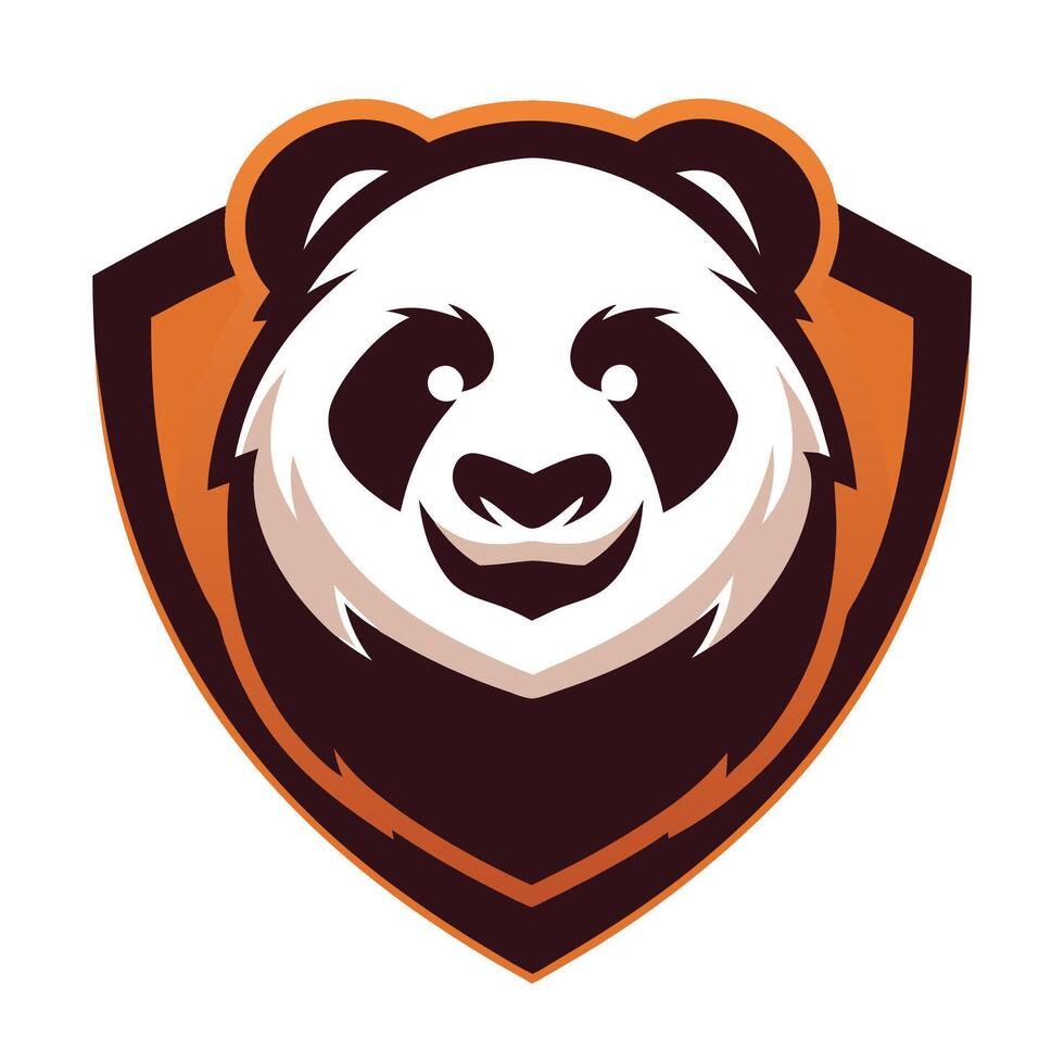 a panda bear head on a shield vector
