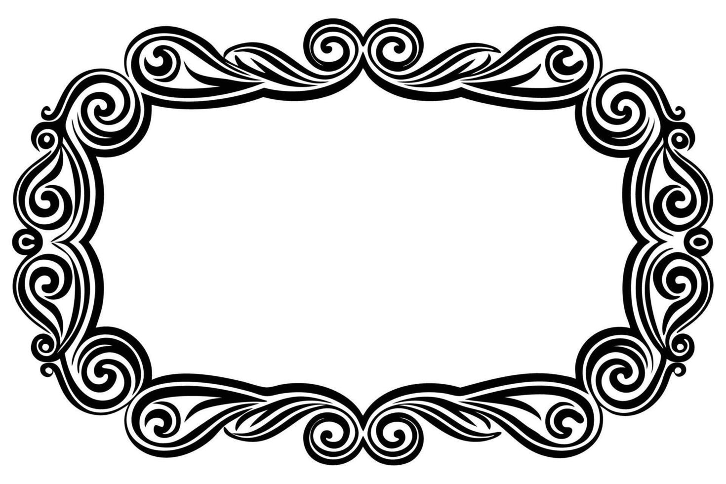 a black white ornate frame with swirls vector