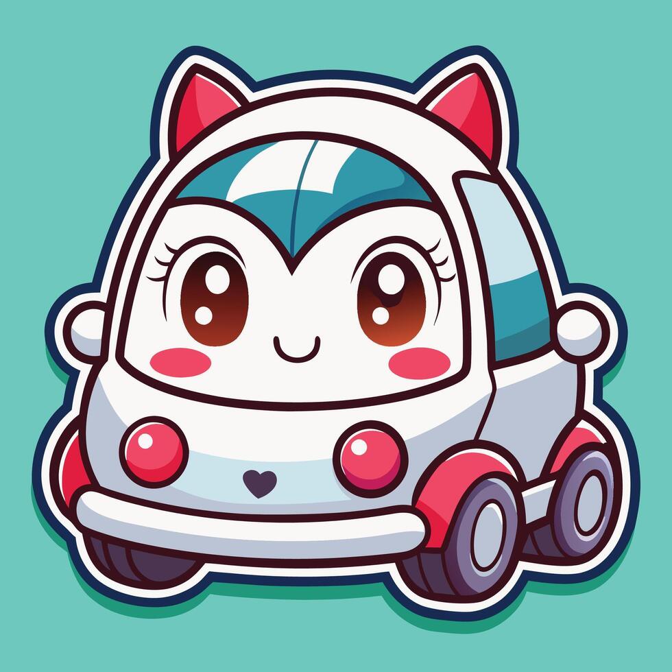 a cartoon cat in a car with a heart vector