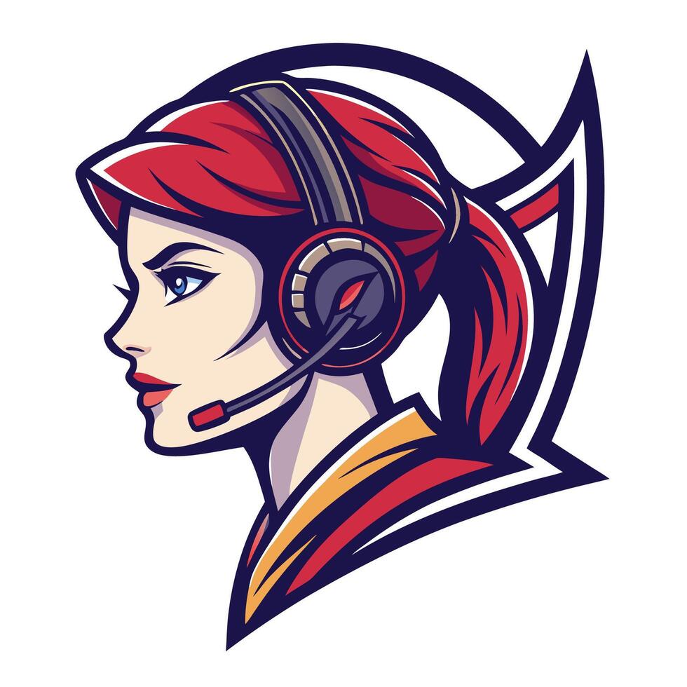 a woman with headphones , vector