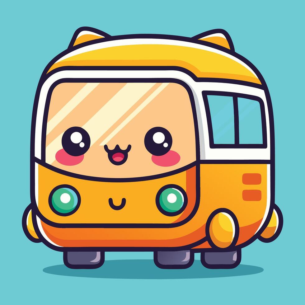 a cartoon bus with eyes a smile vector