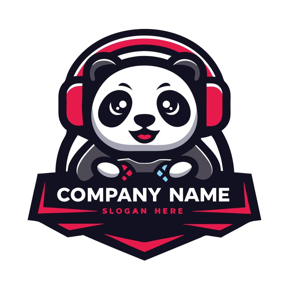 a panda bear wearing headphones and holding a controller vector