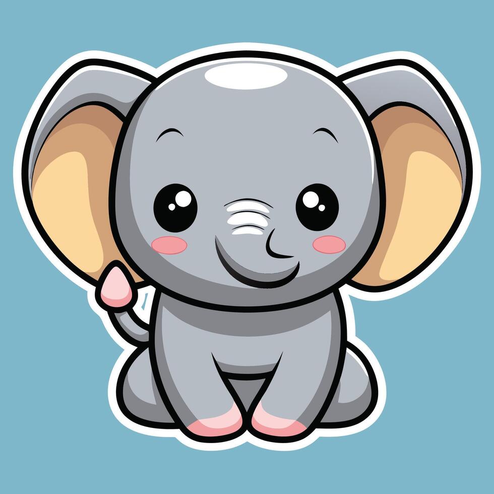 a cute elephant with big ears and big eyes vector