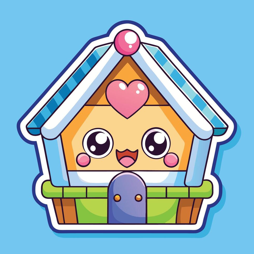 a cute house with a heart on the roof vector
