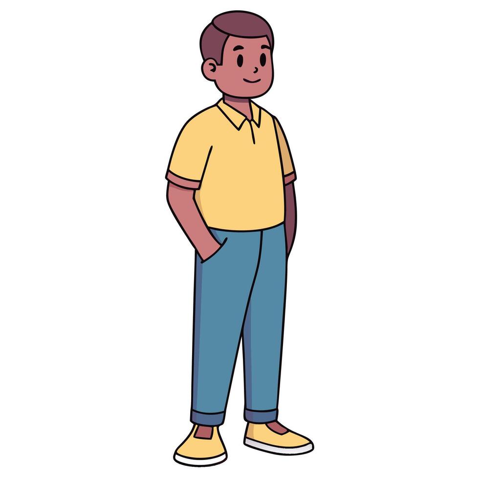 a cartoon man standing with his hands vector