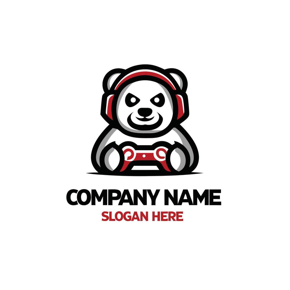 bear wearing headphones and holding a controller vector