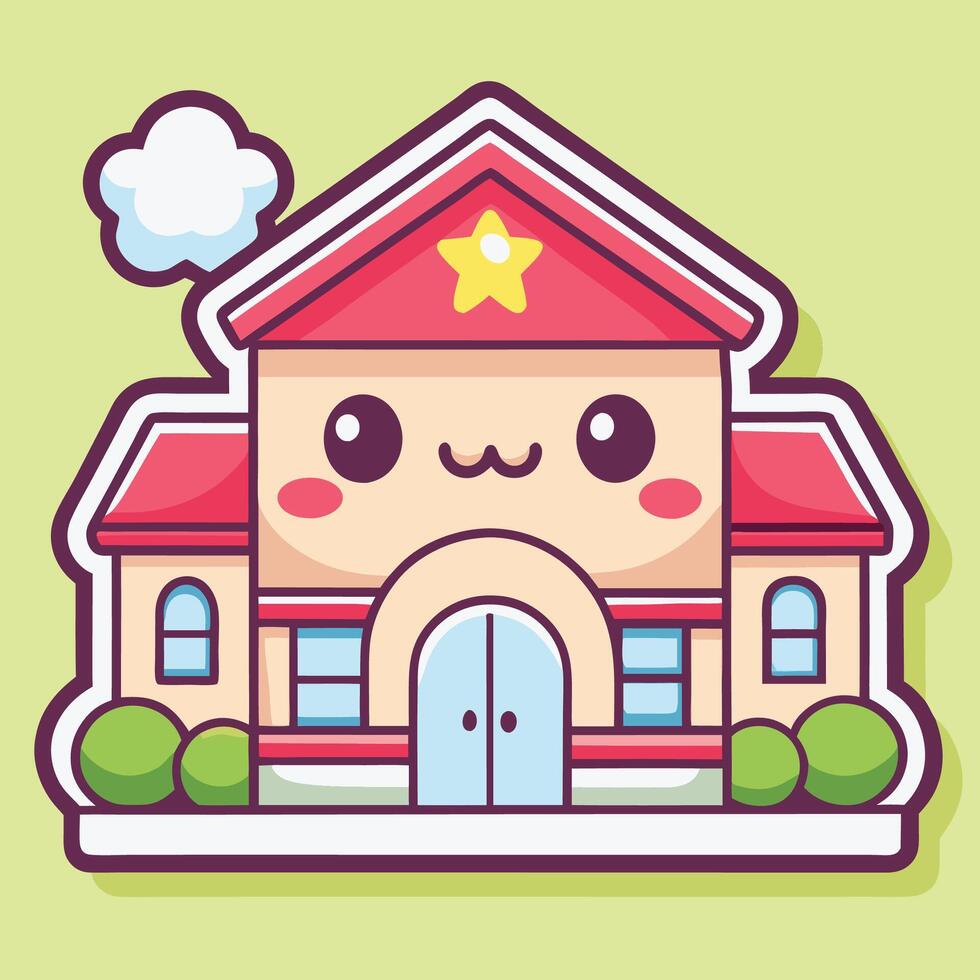 a cartoon school building with a star on the roof vector