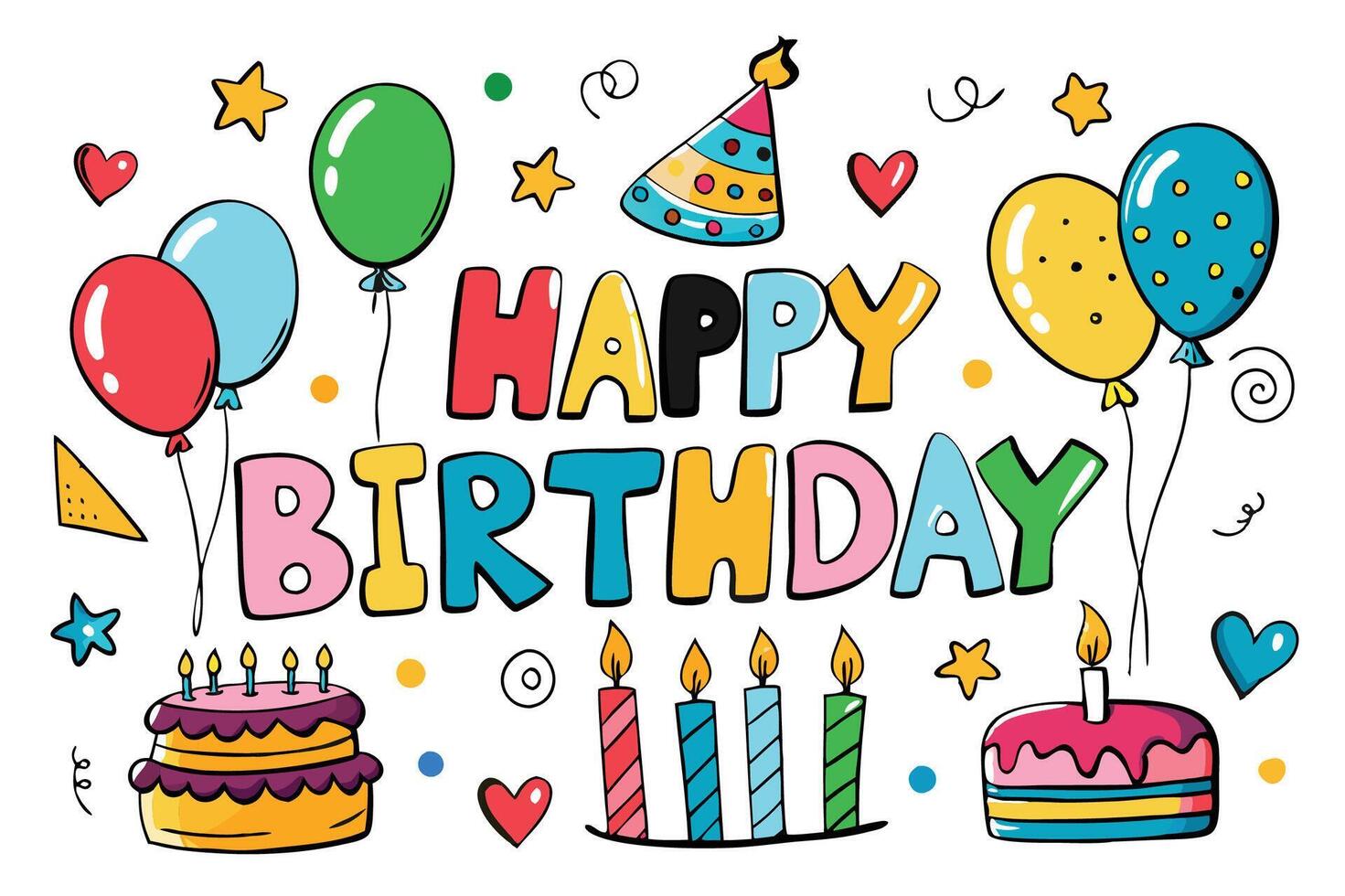 happy birthday card with balloons design art vector