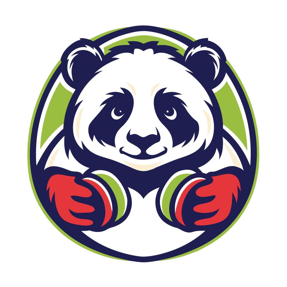 a panda bear holding a boxing glove vector