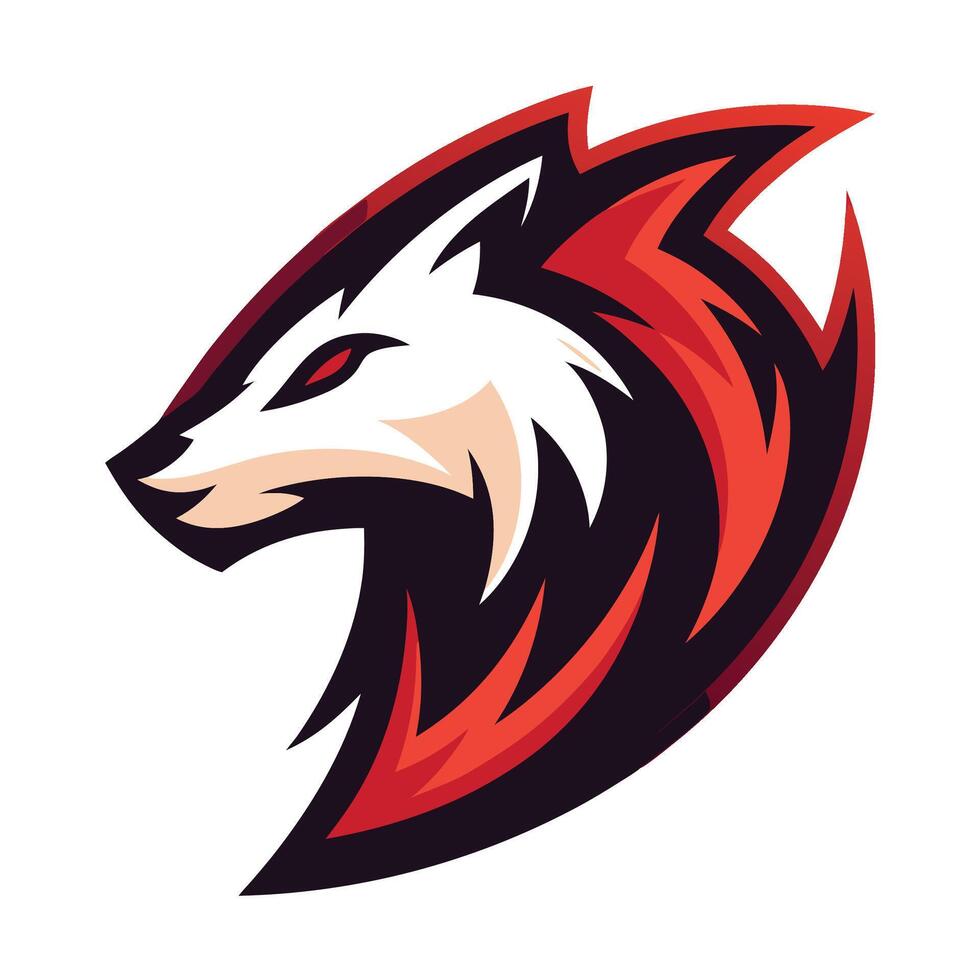 a wolf head with red and black fur vector