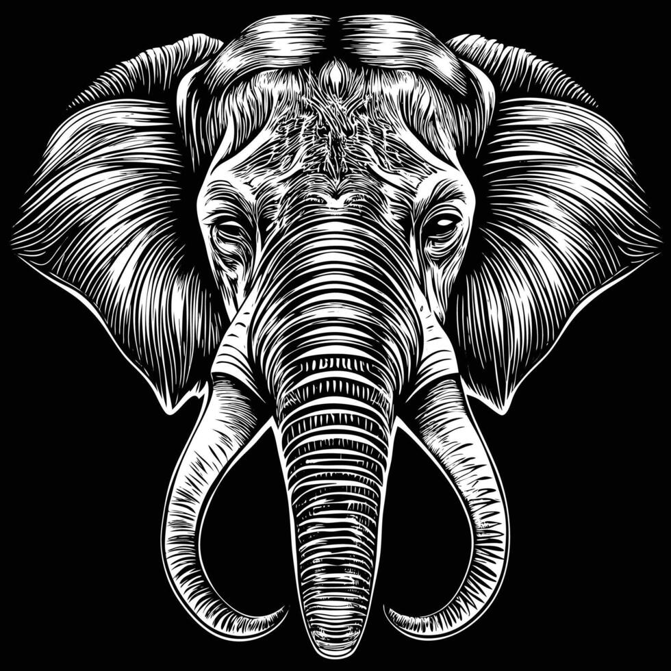 an elephant head in a woodcut style design art vector
