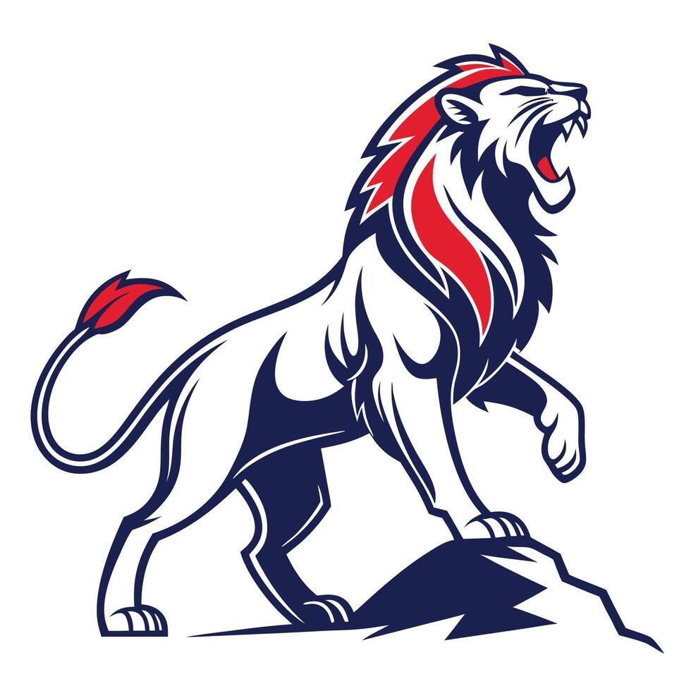 lion roaring on mountain mascot illustration vector