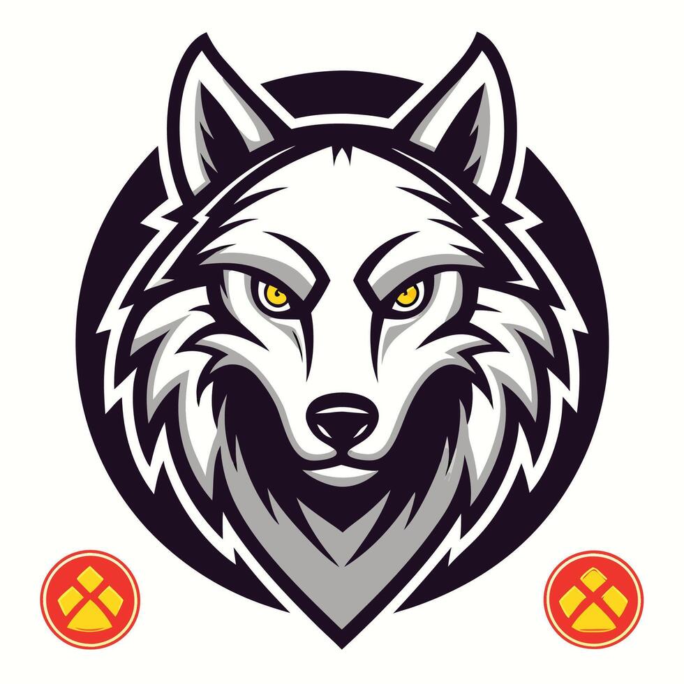 the wolf head is shown in a white background vector