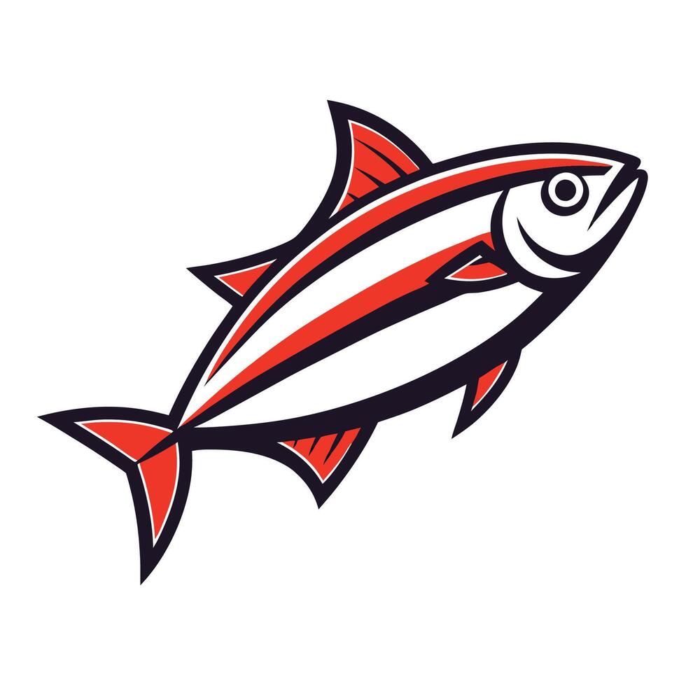 a fish with red and white stripes on its body vector