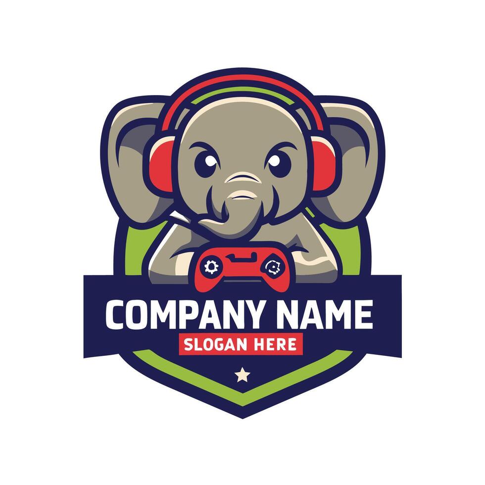 elephant wearing headphones and holding a controller vector