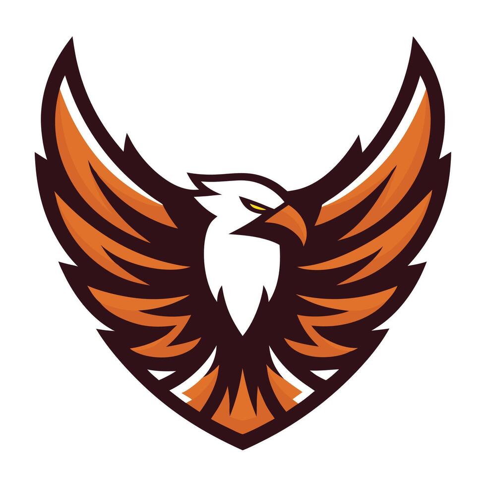 an eagle mascot logo with orange and black wings vector