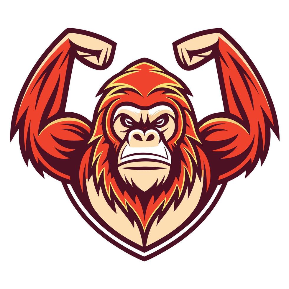 a gorilla with a strong arm and a big head vector