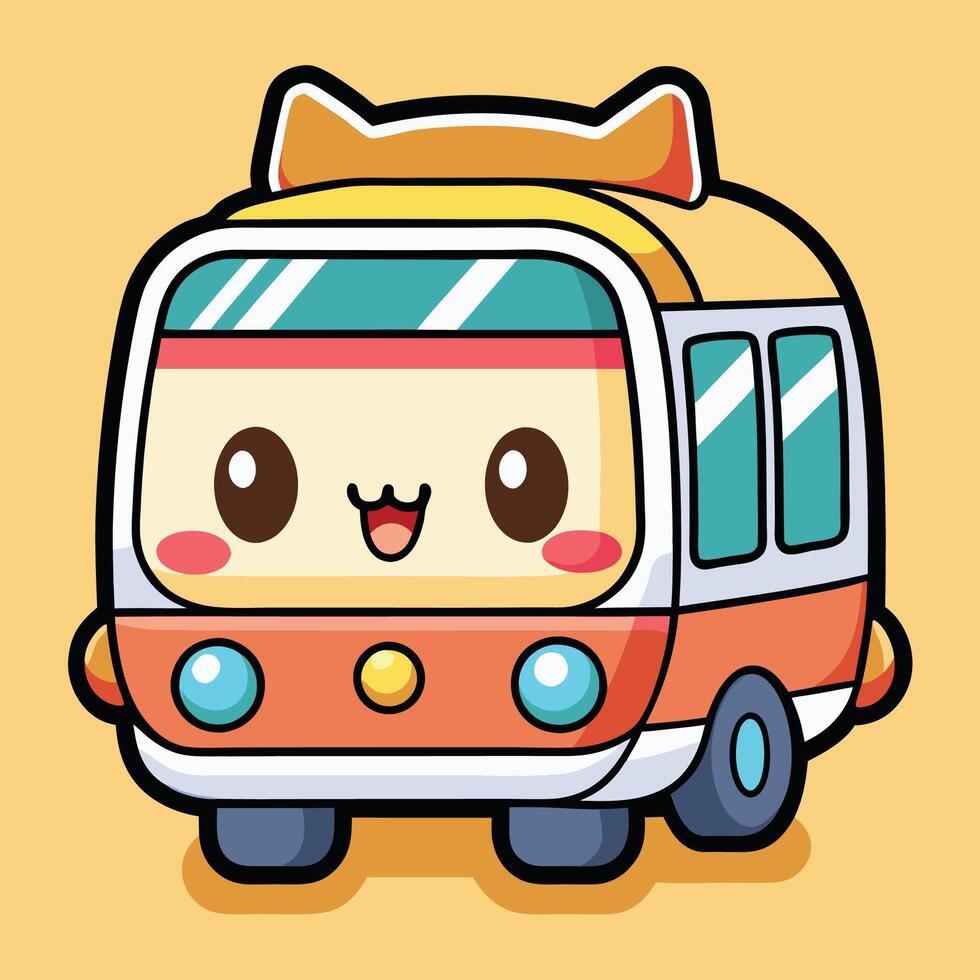 a cartoon bus with a cat face on it vector