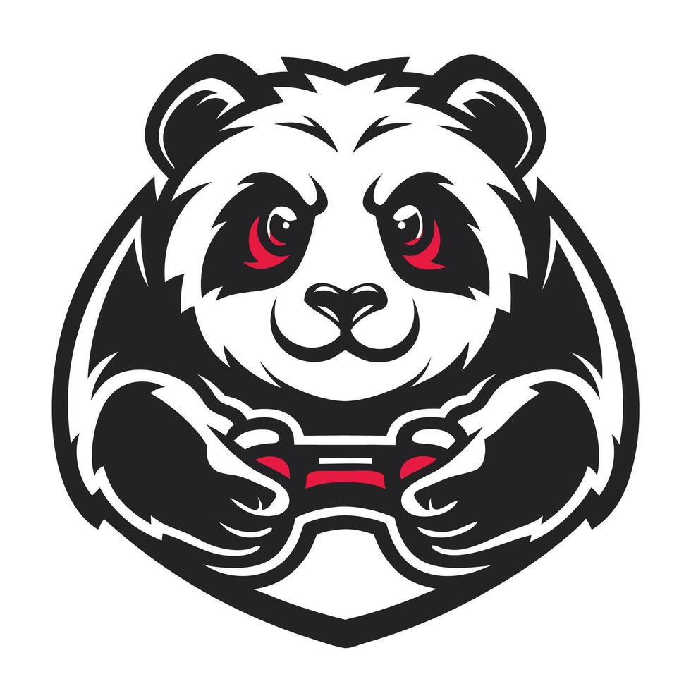 panda bear holding a controller in its hands vector