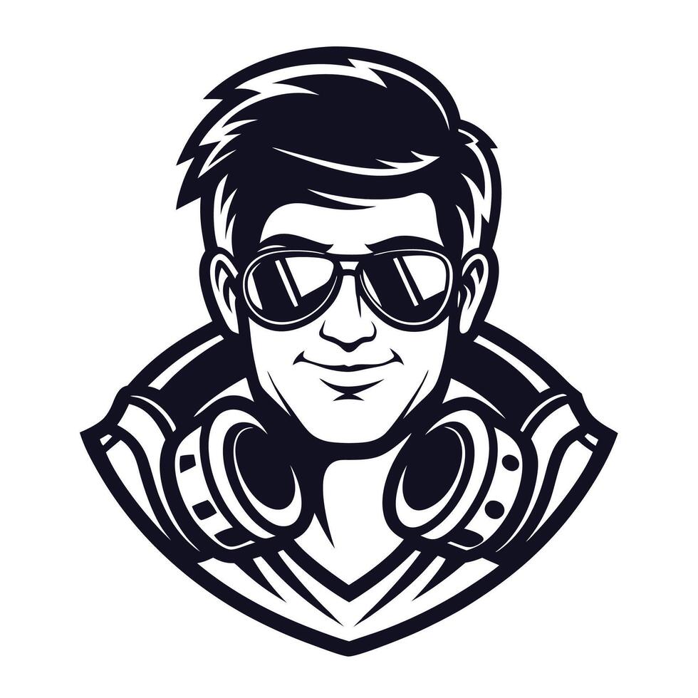 a man with headphones and sunglasses vector