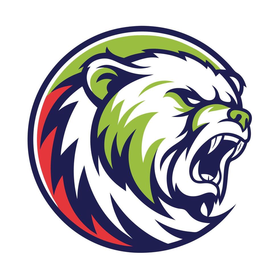 a bear head with its mouth open in a circle vector