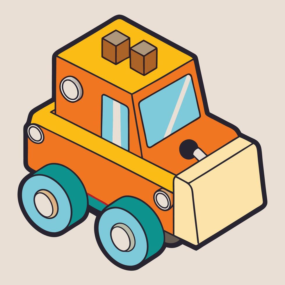 a cartoon truck with a box on the back vector