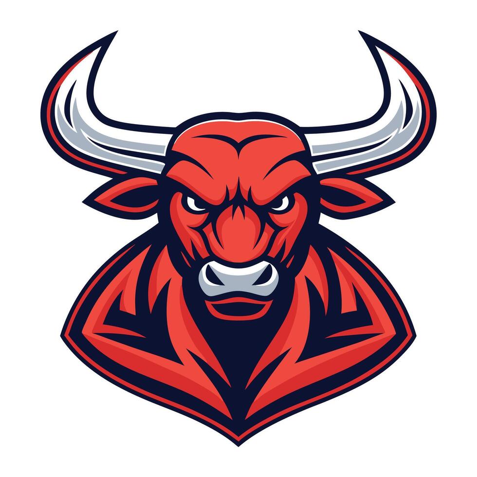 the head of a red bull is shown vector