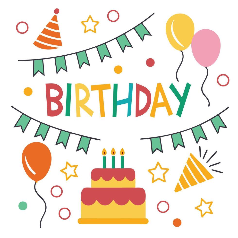 birthday with balloons vector
