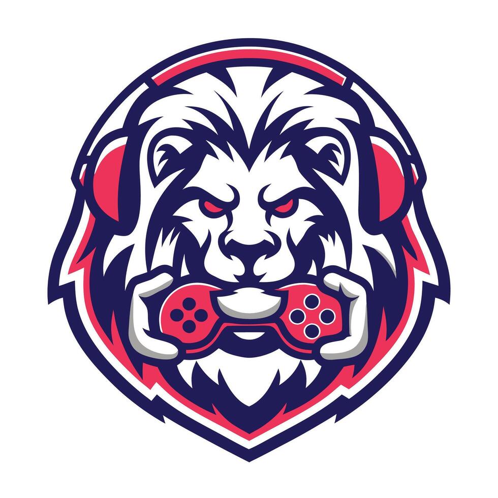 lion head with headphones on its head vector