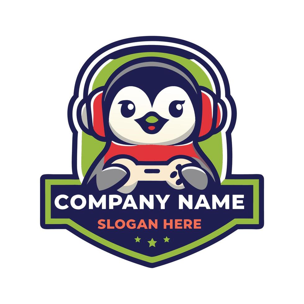 a penguin wearing headphones and holding, vector