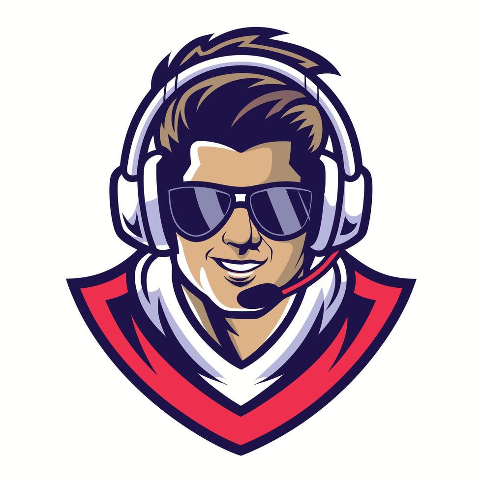 a man wearing headphones and sunglasses, vector