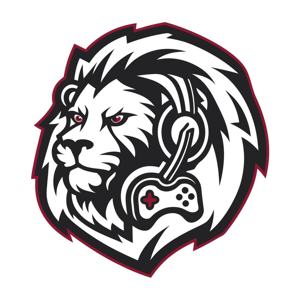 lion head with headphones on head vector