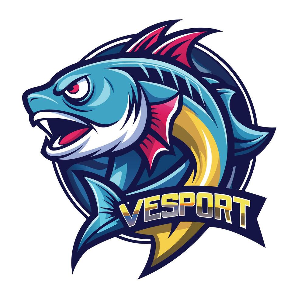 illustration of a fish with the word vesport vector