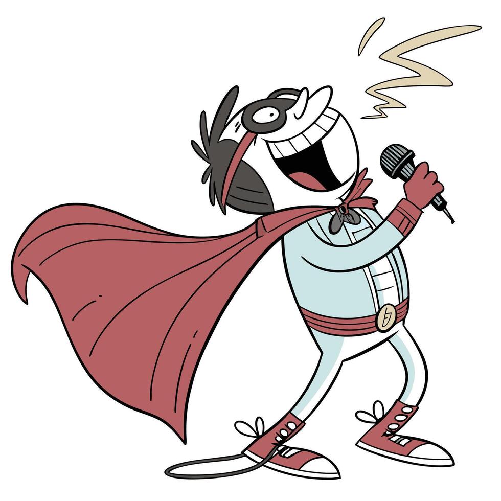 a cartoon character in a cape singing into a microphone vector