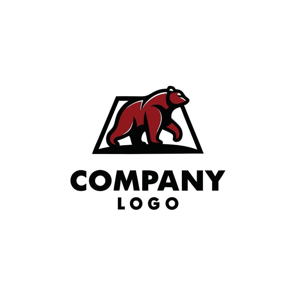 a bear logo with a red background vector