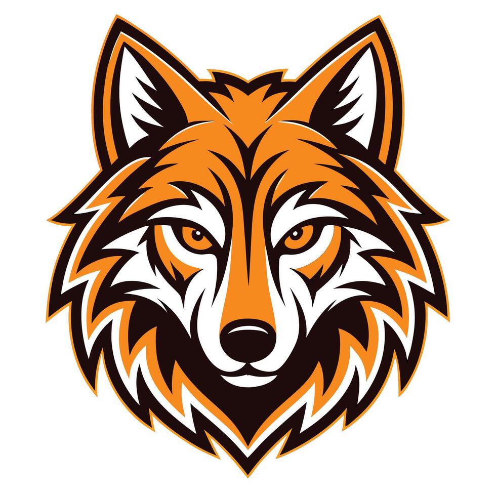 the head of an orange and black wolf vector