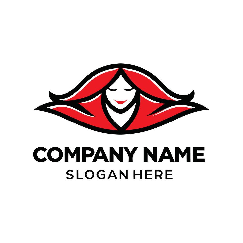 a woman's head logo design vector