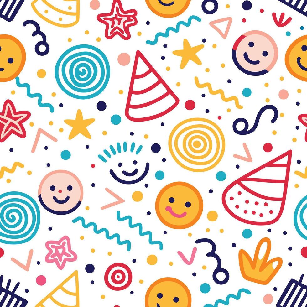 happy birthday seamless pattern illustration design art vector