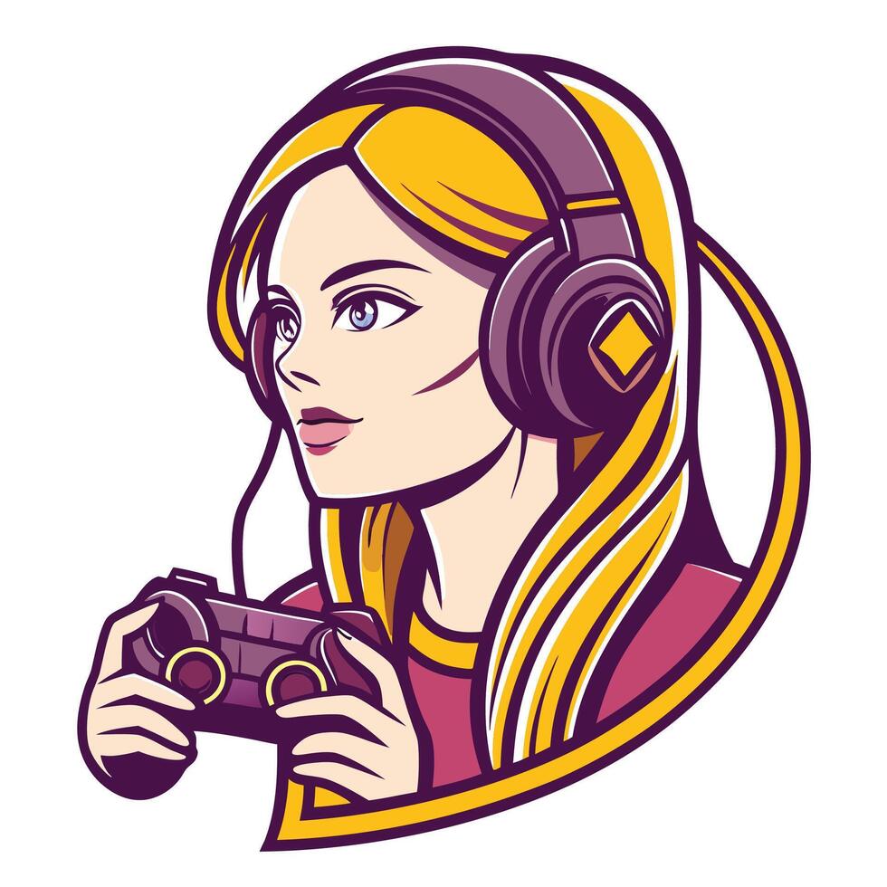 woman with headphones, vector