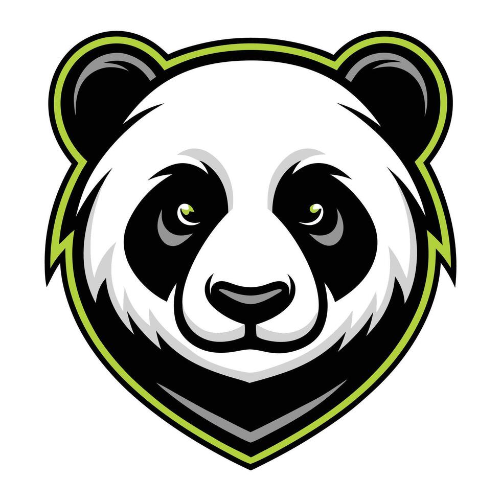 a panda bear head with green and white stripes vector