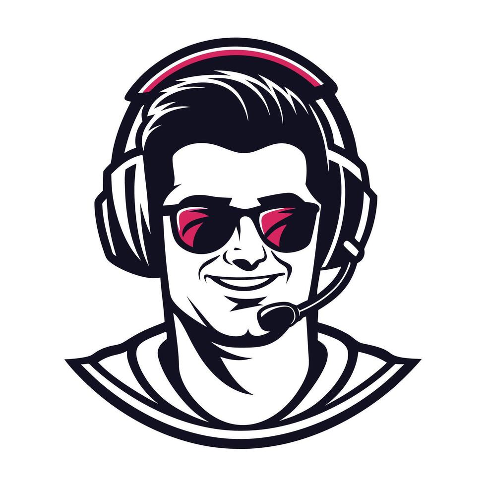 man wearing headphones sunglasses vector